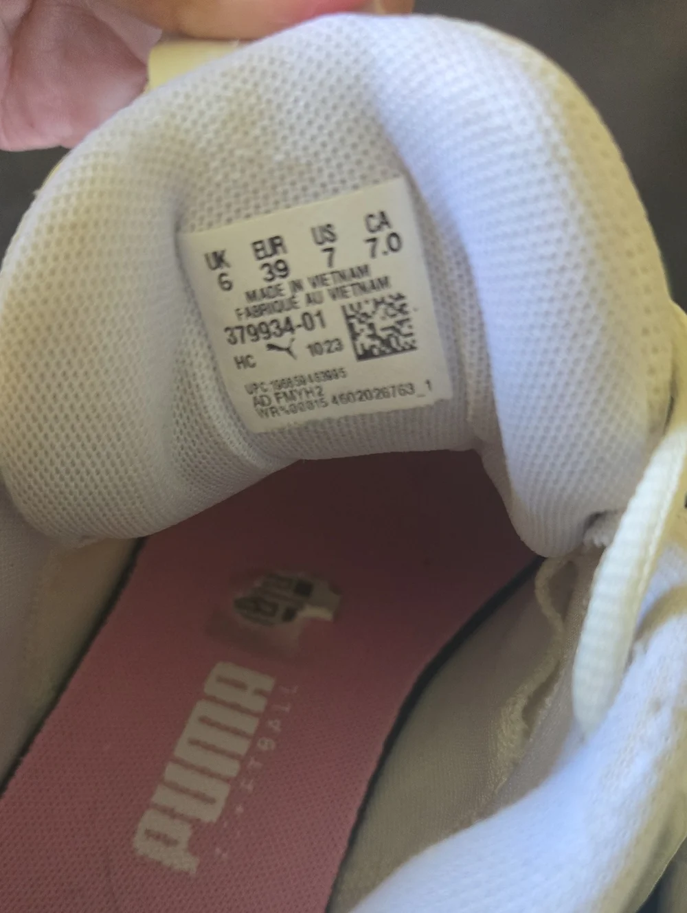 Puma Kids White Sneakers with Pastel Blue and Pink Accents
